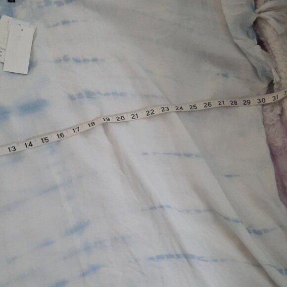 Raviya NWT Blue White Tye Dye Oversized Tassle Fringe Cap Sleeve Swim Cover Up M - Picture 6 of 10